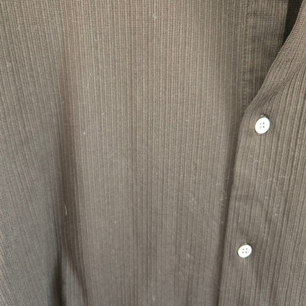 Lauren Ralph Lauren Button-Up Shirt Mens Ribbed Textured Brown Striped Size XL - Picture 6 of 10